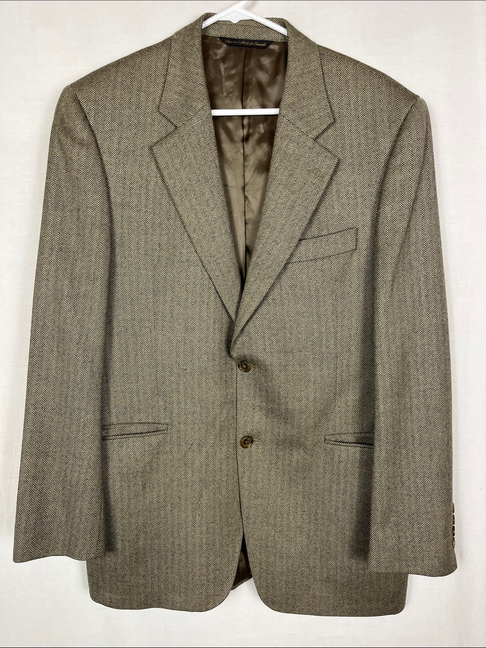 Jack Victor Collection Brown and Tan Lucawood Double Button Blazer